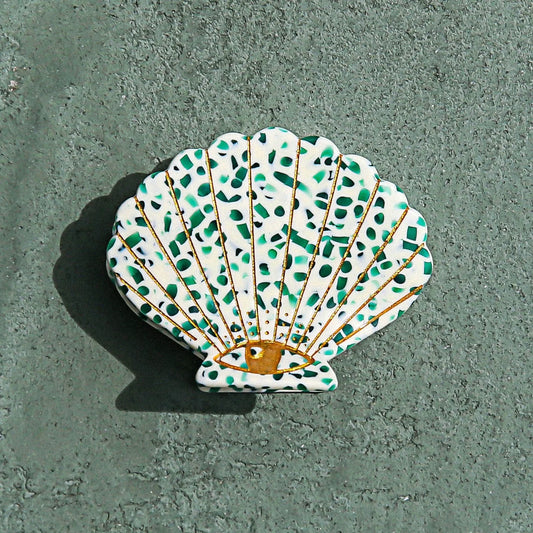 Green Terrazzo Shell Hair Clip (small)