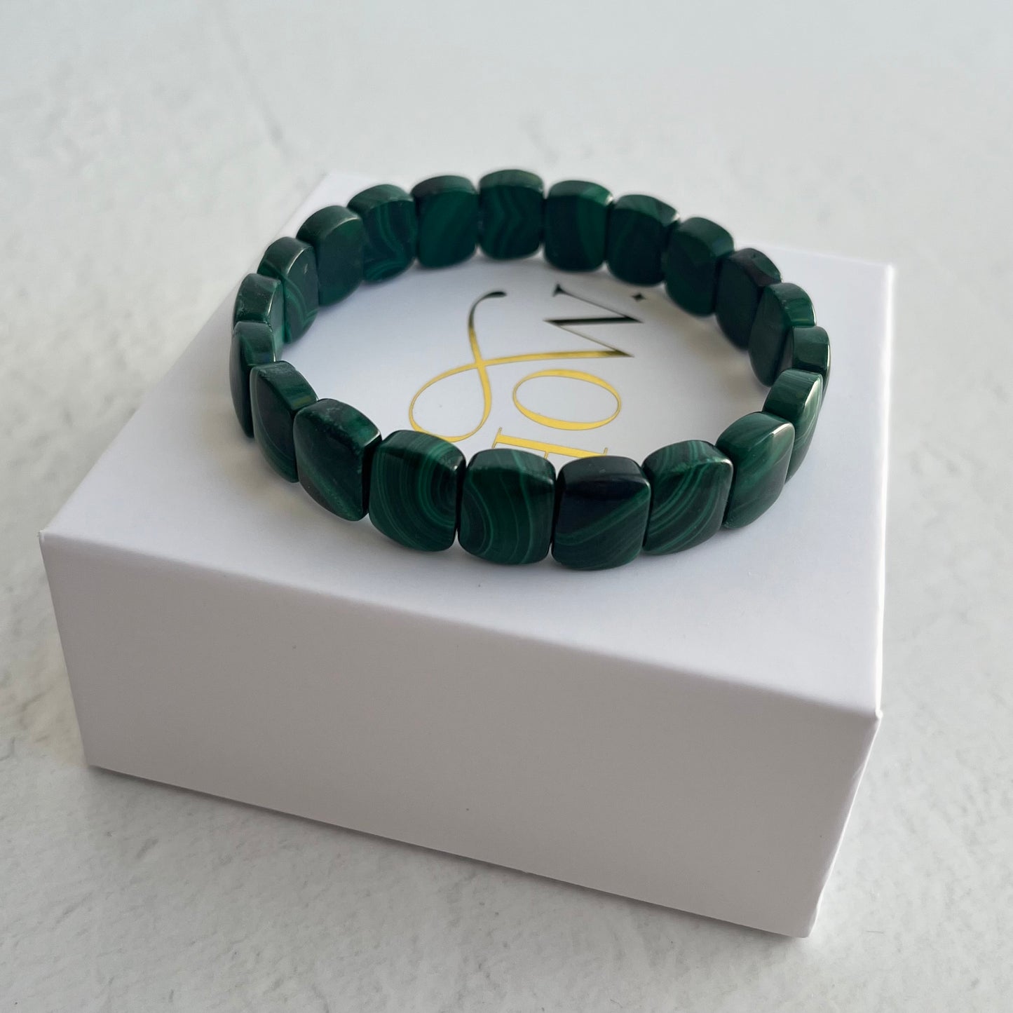 Crystal Bracelet - Malachite (flat beads)