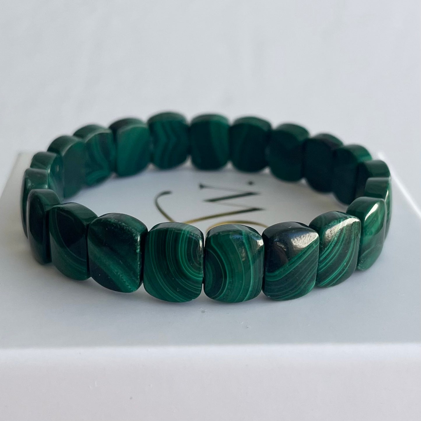 Crystal Bracelet - Malachite (flat beads)