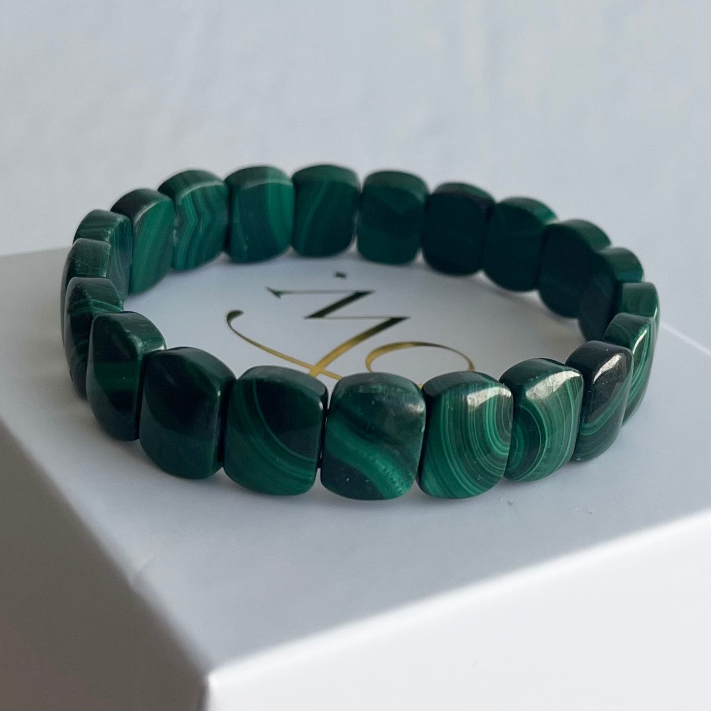 Crystal Bracelet - Malachite (flat beads)