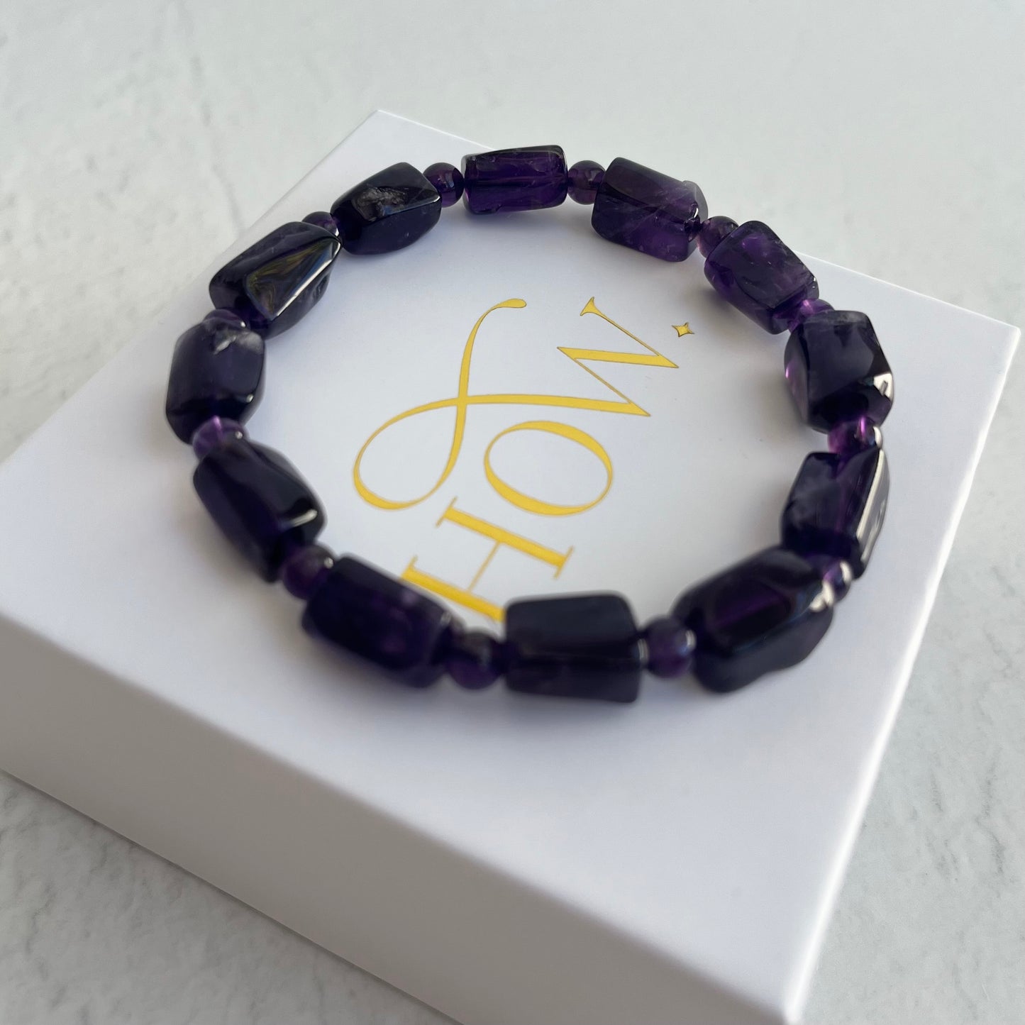 Crystal Bracelet - Amethyst hand cut beads (high grade)