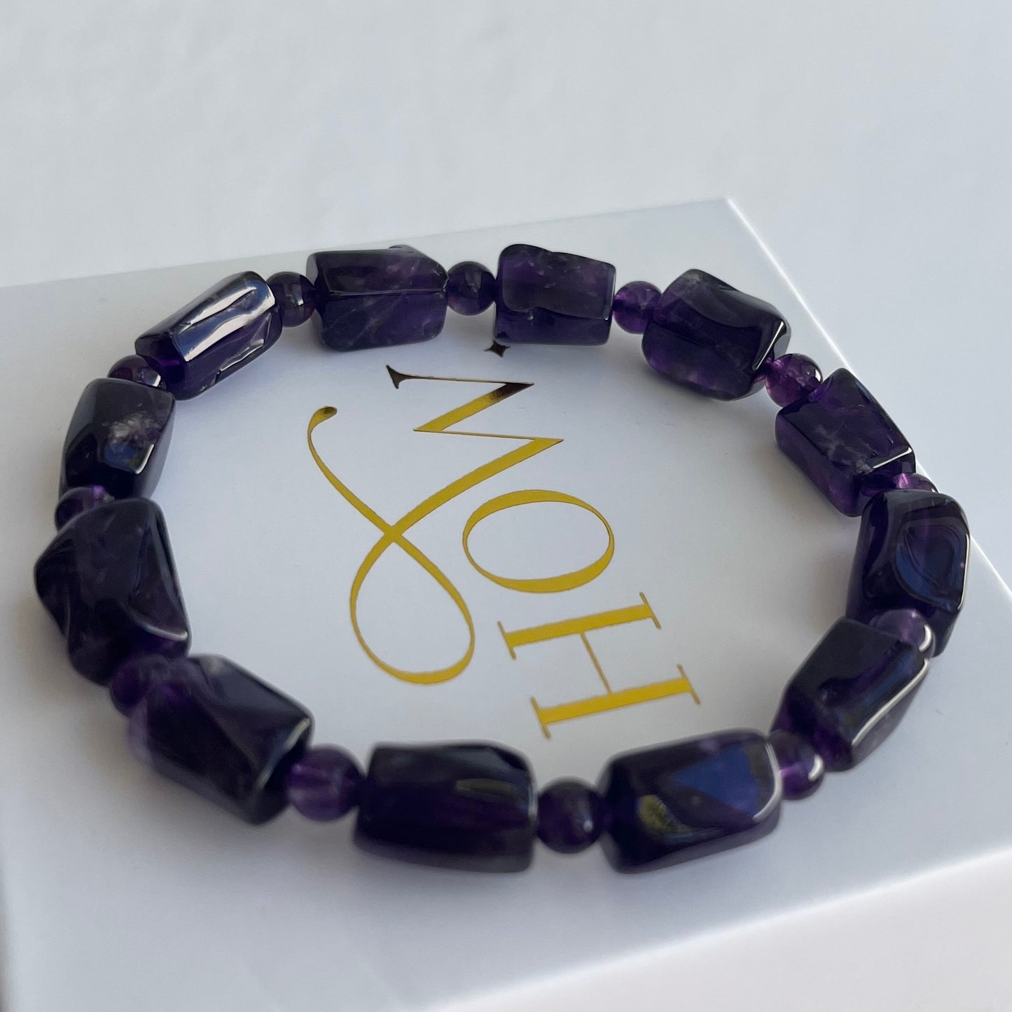 Crystal Bracelet - Amethyst hand cut beads (high grade)