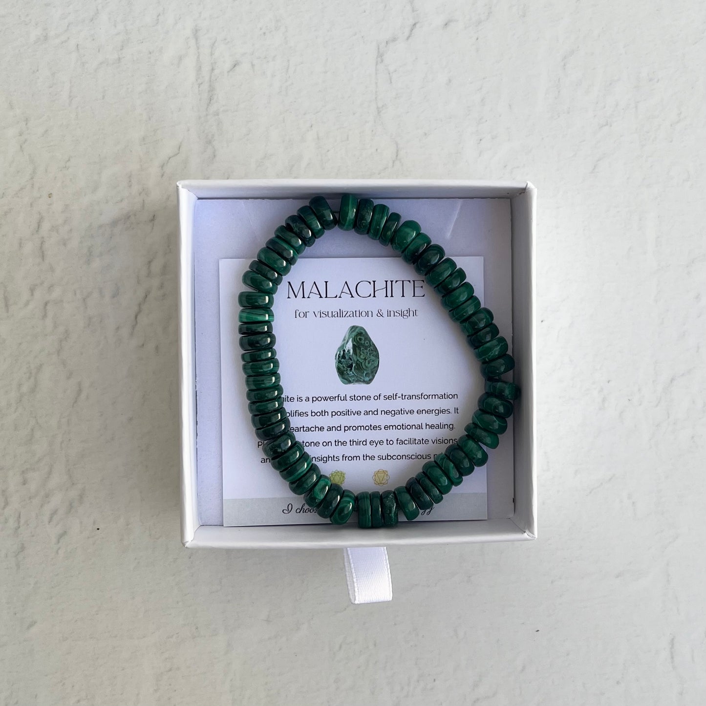 Crystal Bracelet - Malachite (donut beads)