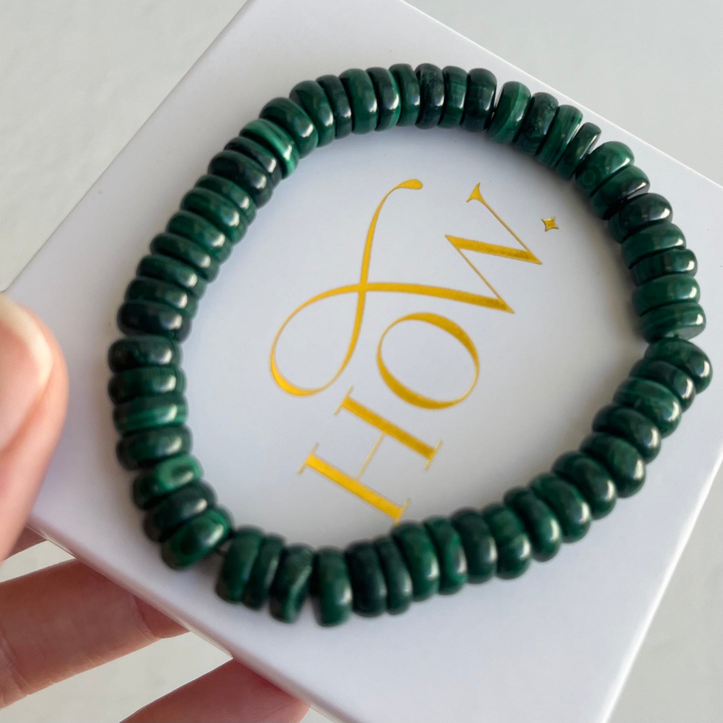 Crystal Bracelet - Malachite (donut beads)