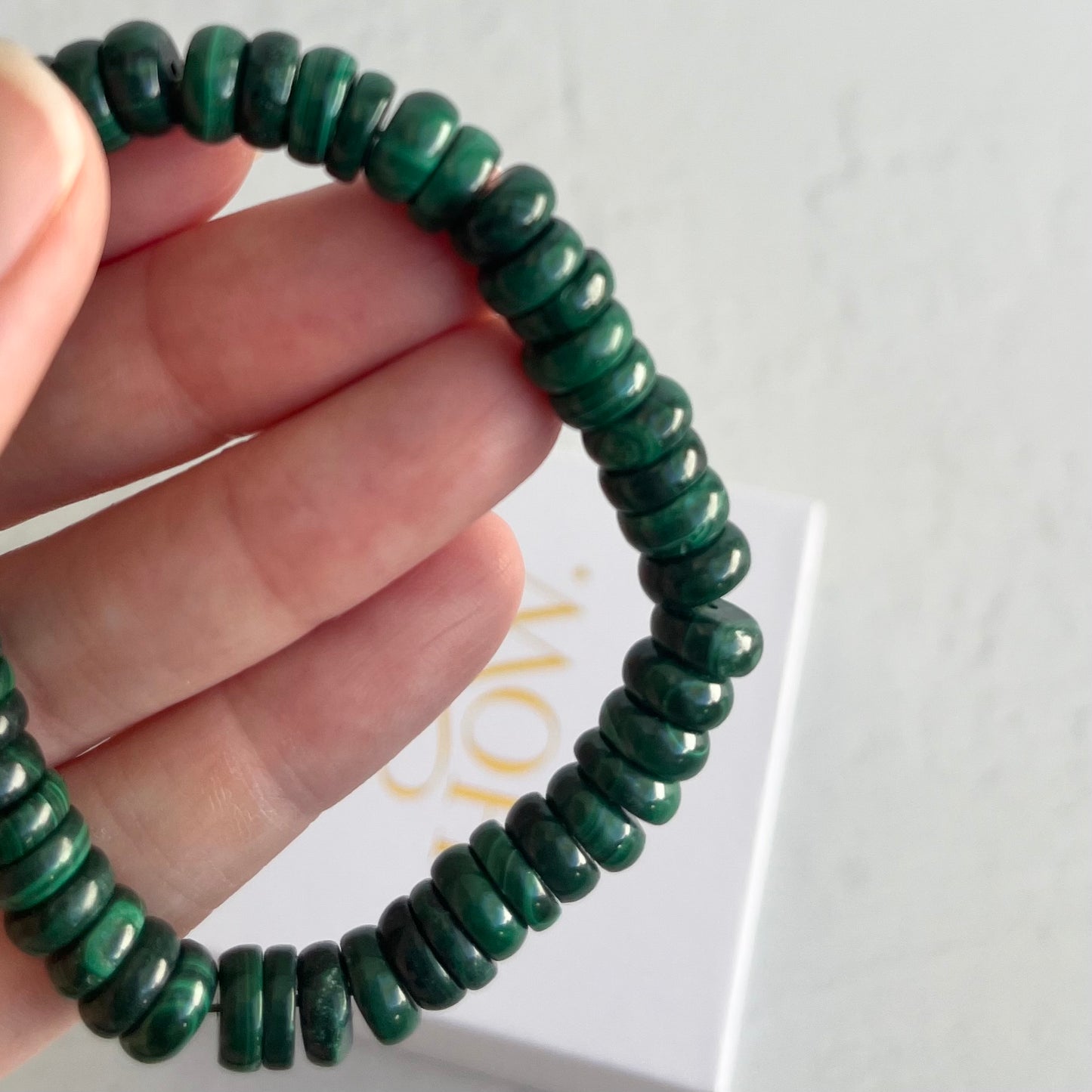 Crystal Bracelet - Malachite (donut beads)