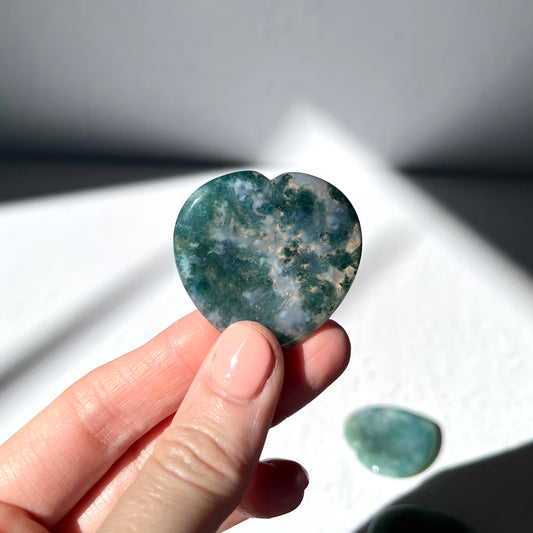 Worry Stone (heart shape) - Moss Agate