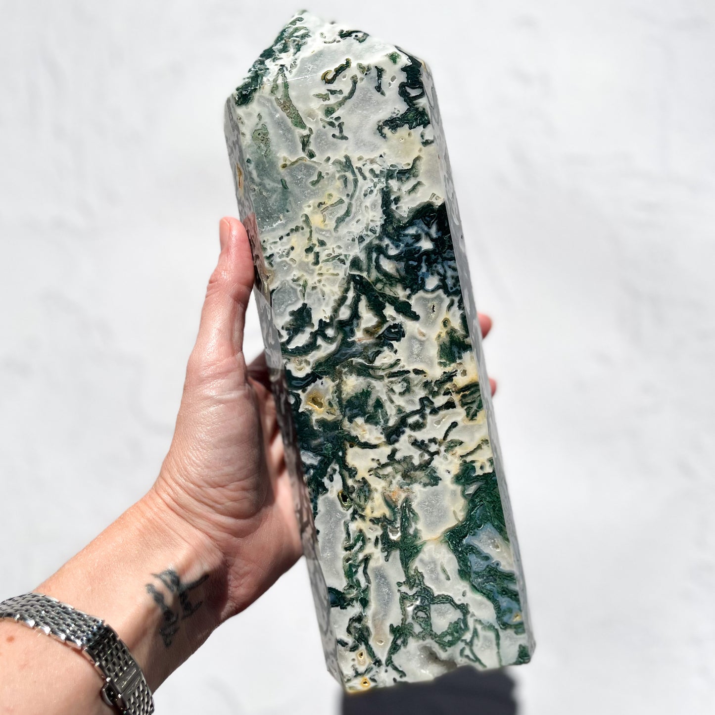 Moss Agate Tower / 2.061kg