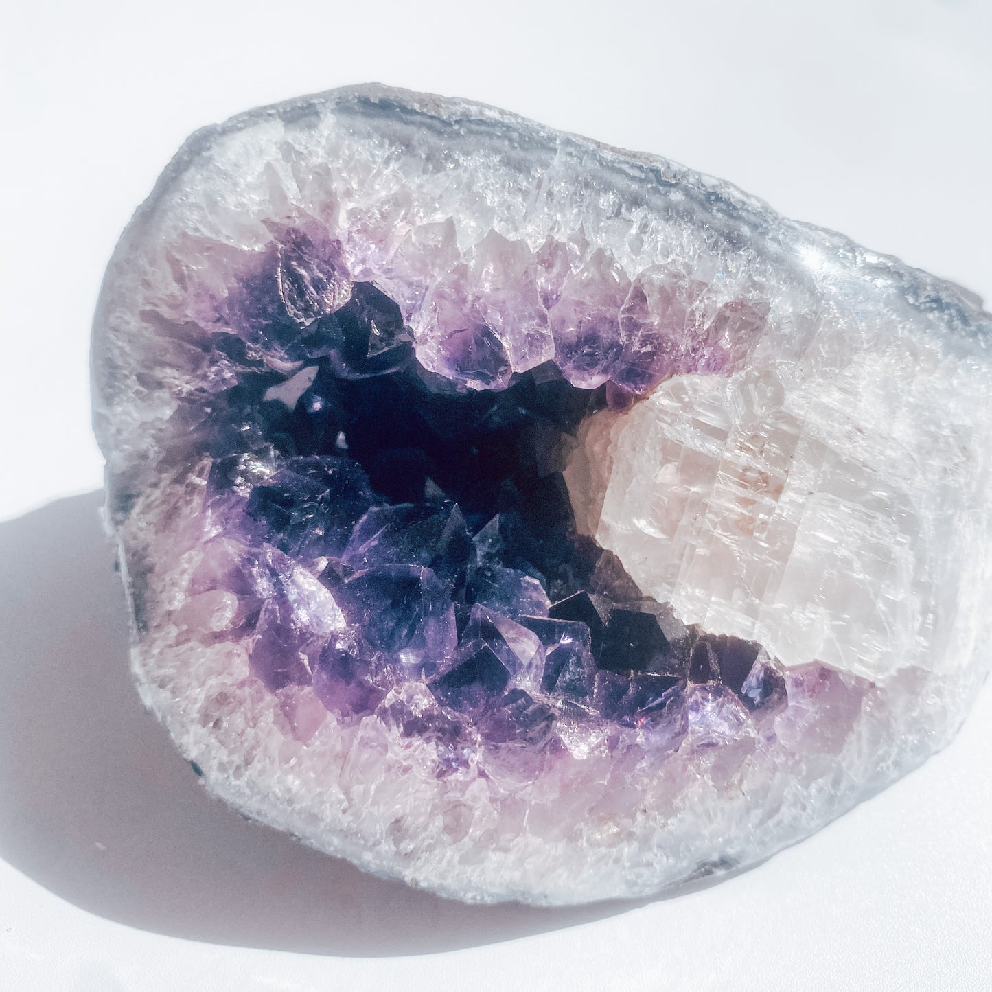 Amethyst Specimen with Calcite Inclusion / 690g