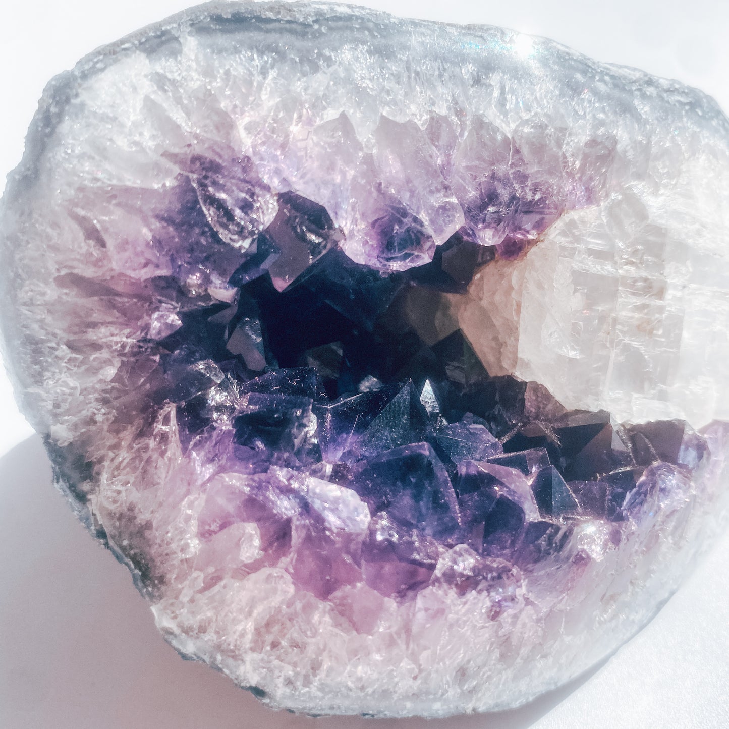 Amethyst Specimen with Calcite Inclusion / 690g