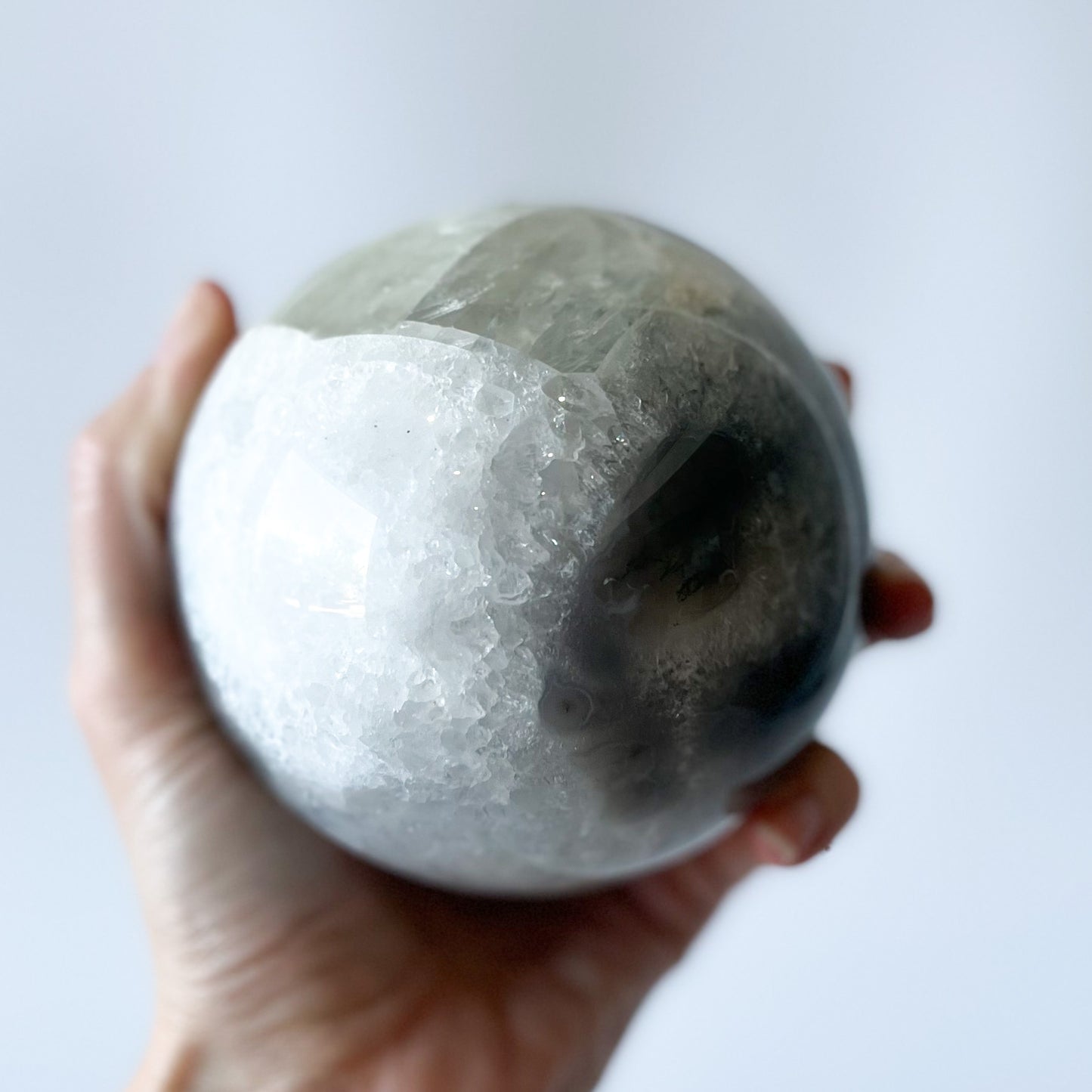 Moss Agate Sphere with Optical Calcite / 1.27kg