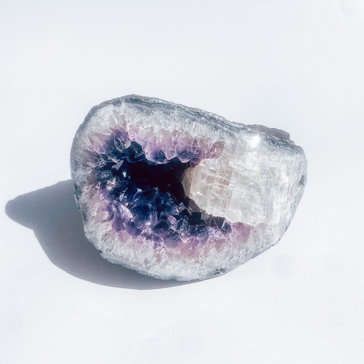 Amethyst Specimen with Calcite Inclusion / 690g