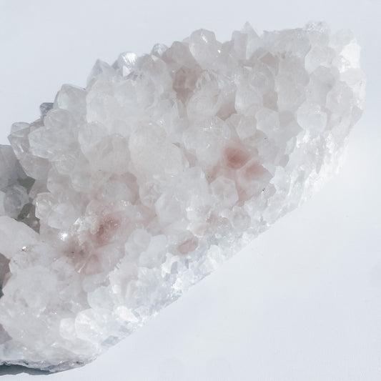 Clear Quartz Specimen Cluster with Pyrite Inclusions & Amethyst pockets / 776g