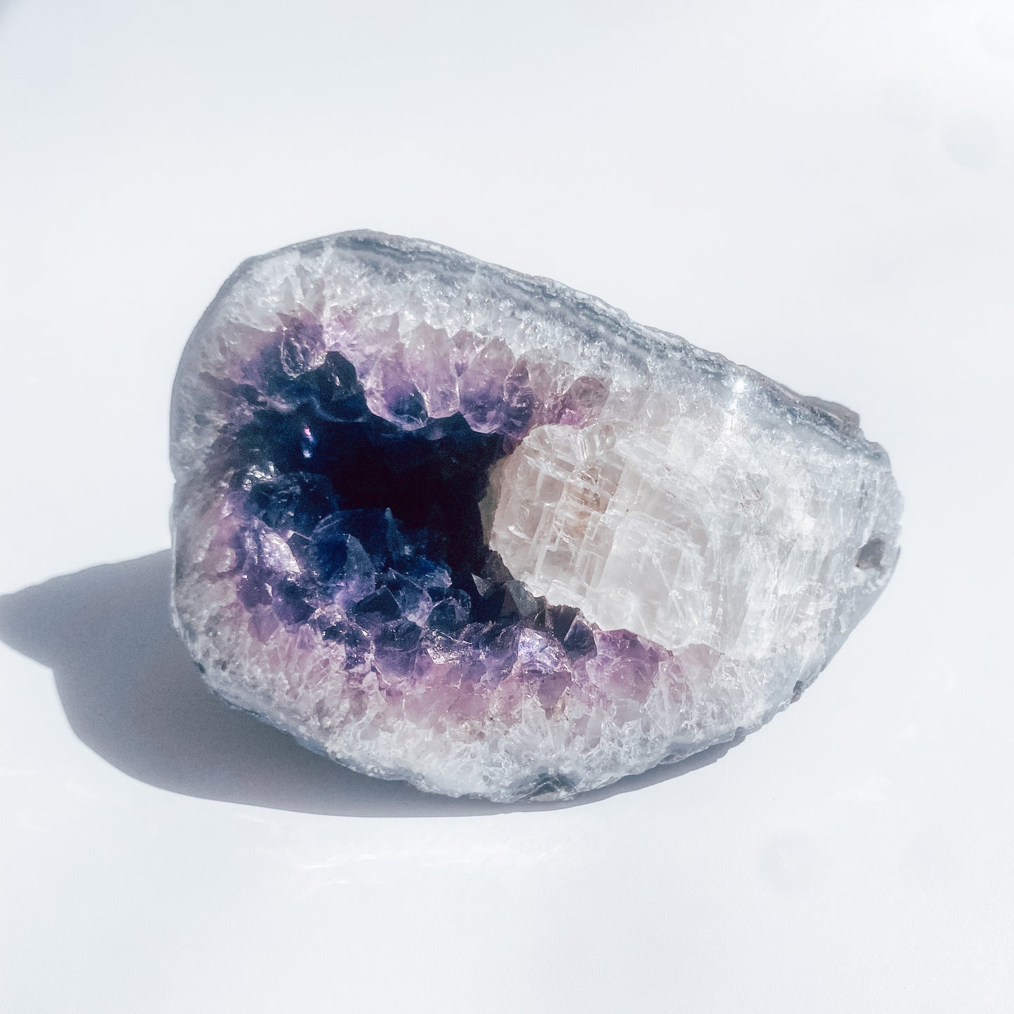 Amethyst Specimen with Calcite Inclusion / 690g